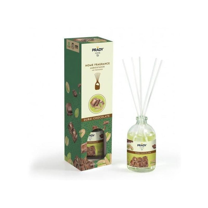 Prady Ambientador Mikado Chocolate De Dubai - Frasco De Cristal 100 Ml Y Varitas Difusoras