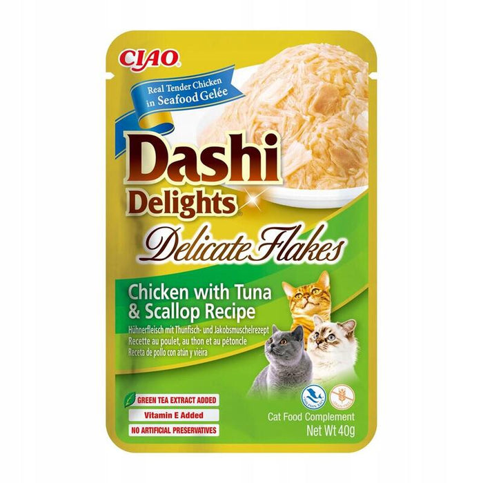 Premio Para Gatos  Inaba Cat Dashi Delights Delicate Flakes Pollo Con Atún Y Vieira  40g
