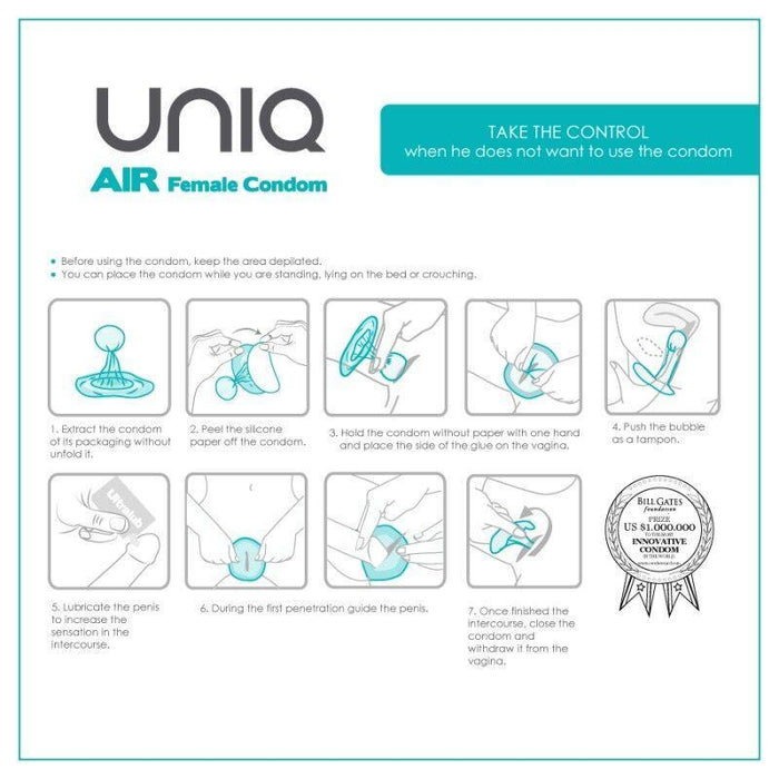 Uniq - Air Preservativo Femenino Sin Latex 3 Unidades