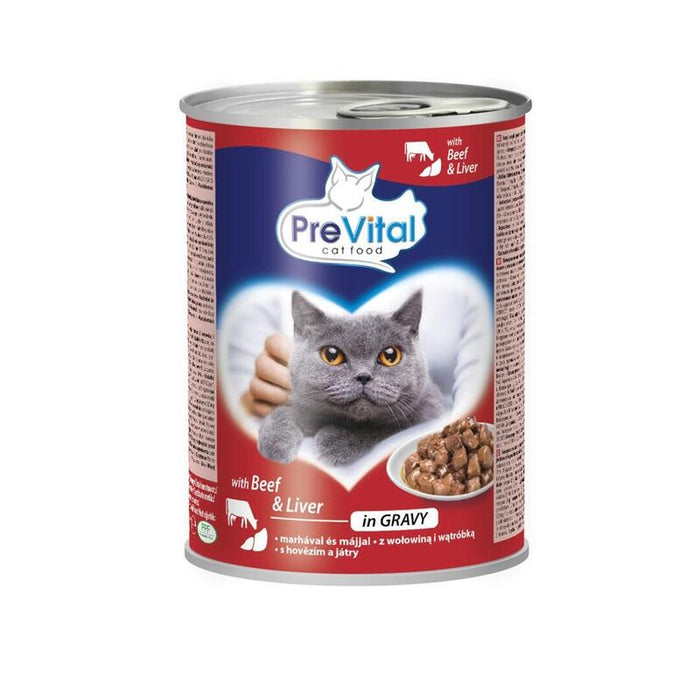 Prevital Cat Food Con Carne De Res E Hígado En Salsa - Comida Húmeda Para Gatos - 415 G