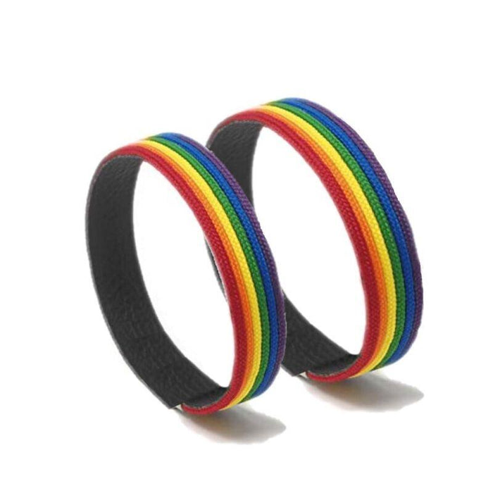 Pride - Pulsera De Cuero Negro Bandera Lgbt