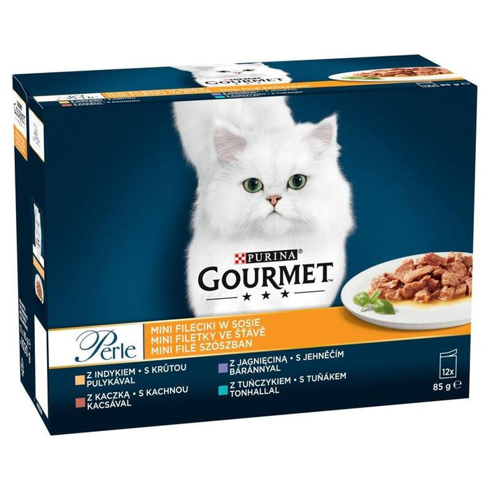 Purina  Comida Húmeda Para Gatos Gourmet Perle Duck, Turkey, Lamb, Tuna  12x85 G