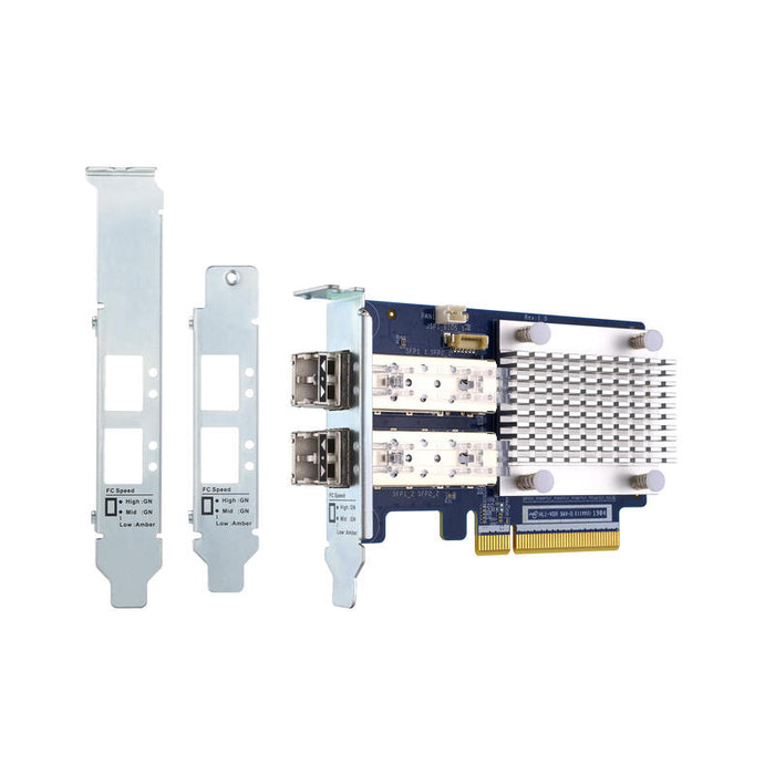 Qnap Qxp-32g2fc Adaptador De Bus De Host Pcie3.0 X8 Perfil Bajo 32gb Fibre Channel Gen 6 X 2 Con 2 Transceptores Sfp+ (Trx-32gfcsfp-Sr) Para Qnap Ts-1277 463 677 877 977 Ec1280 Tvs-2472 682 872 882 Ec1280 Ec1580 Ec2480
