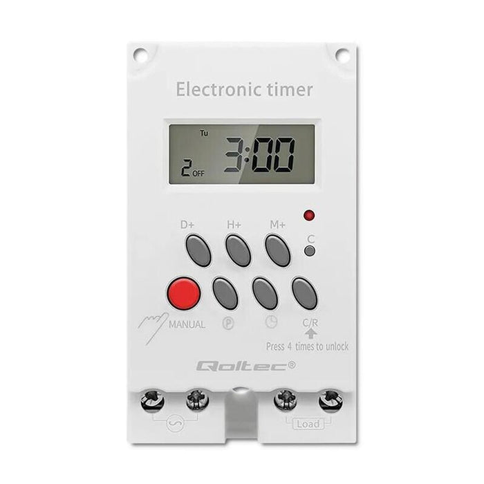 Qoltec 50629 Electronic Timer Pc0629 For Din Rail Lcd