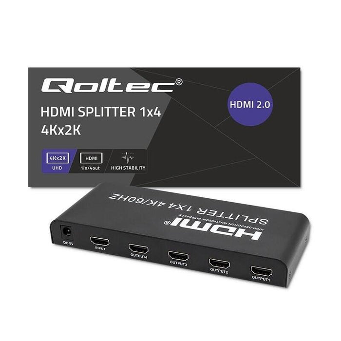 Qoltec 51799 Divisor Hdmi Activo 4 X Hdmi 4k X 2k  6gb/S  60hz