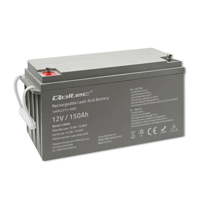 Qoltec 53068 Agm Battery 12v 150ah Max. 2250a