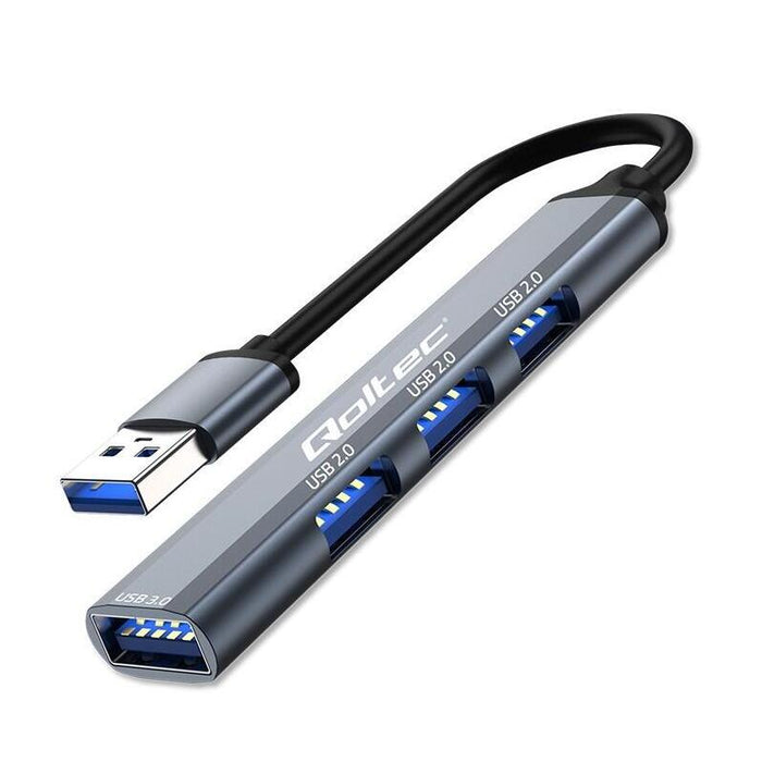 Qoltec 53793 Hub Adapter Usb 3.0 4in1 Usb 3.0 3x Usb 2.0