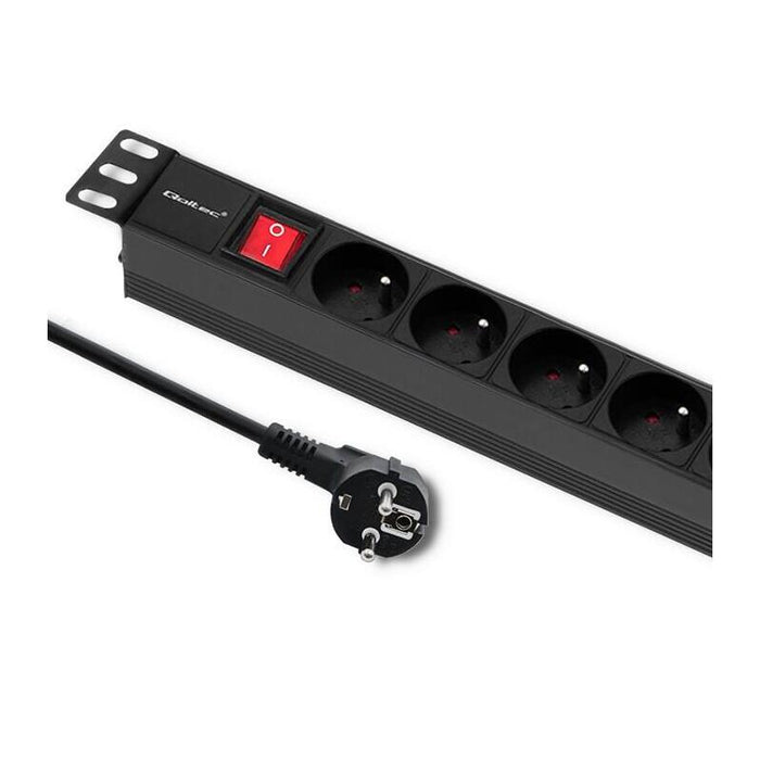 Qoltec 54471 Power Strip For Rack Cabinets 1u 16a Pdu 8xfrench 2m