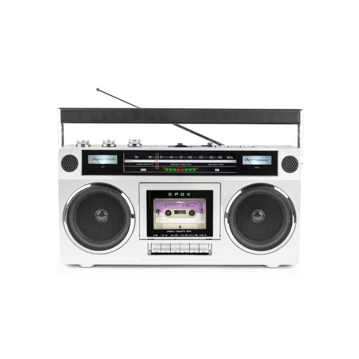 Bigben Blaster Radio Cassette Portatil Retro - Radio Fm - Potencia Musical 15w - Bluetooth - Alimentacion De Corriente