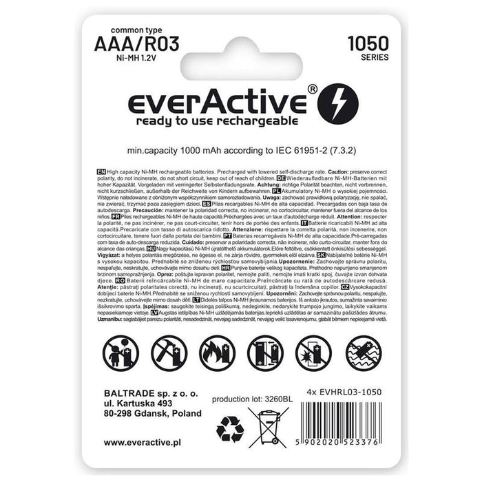 Rechargeable Batteries Everactive Ni-Mh R03 Aaa 550 Mah Infinity Line