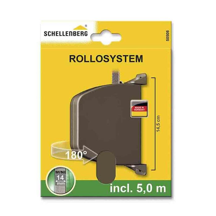 Recogedor Exterior Abatible 28x159x120mm Marron Giratorio 180° Con 5m De Cinta Schellenberg