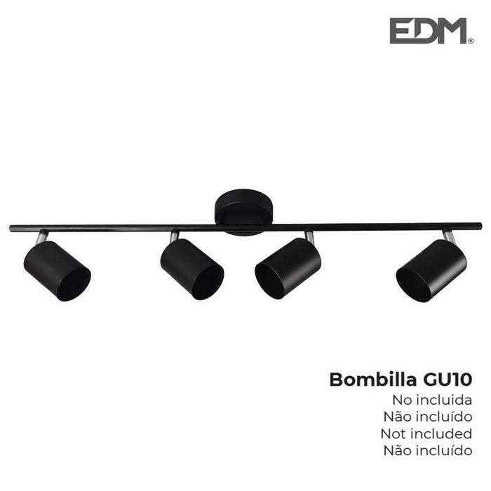 Regleta 4 Elementos Color Negro Gu-10 Edm