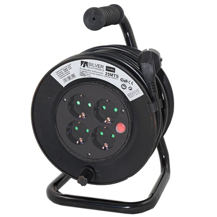 Regleta Alargadera Enrollacables 4 Tomas -  15m -  16a -  250v -  3x1.5mm -  Color Azul