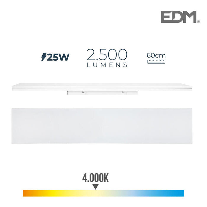 Regleta Led 25w 4000k Luz Dia 2500lm 12x60x4,5cm Edm