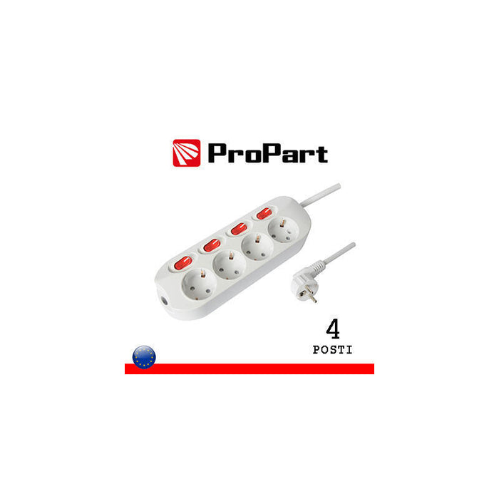 Regleta Schuko 4pos Enchufe Schuko + Interruptor Múltiplos