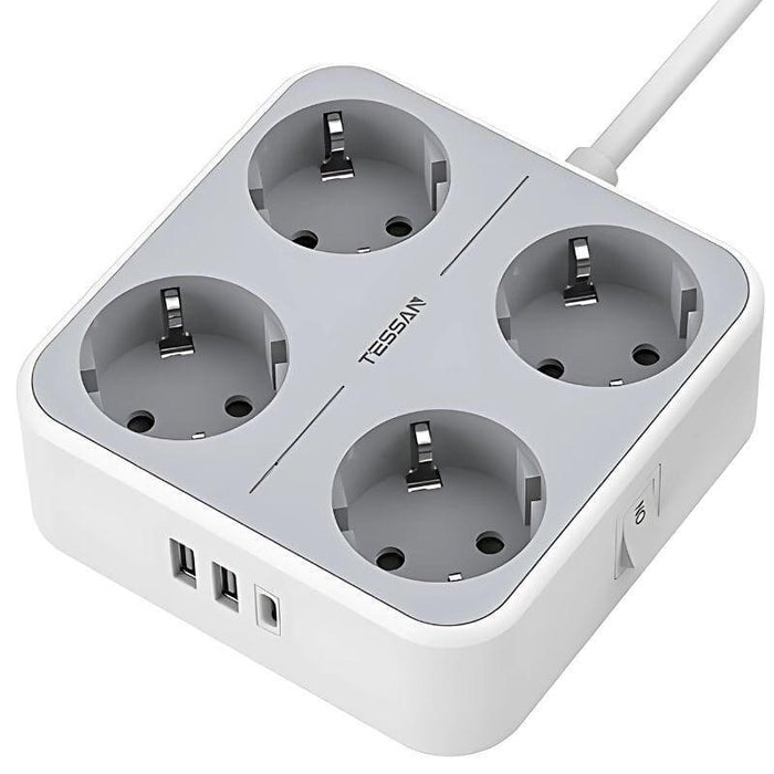 Regleta Tessan Ts-302-C-Gr 4 Tomas Ca + 3 Usb Blanco