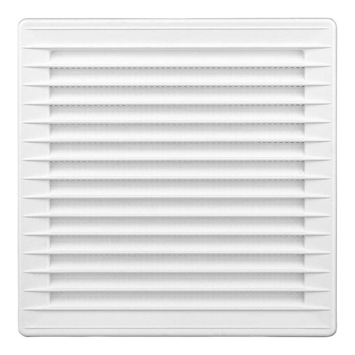 Rejilla Ventilación Cuadrada Empotrable Ajustable Ø 80-150 Con Mosquitera 170x170x11,5mm Abs Blanca
