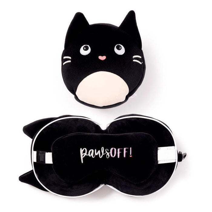 Relaxeazzz Set Peluche Gato Felino Fino: Almohada + Venda