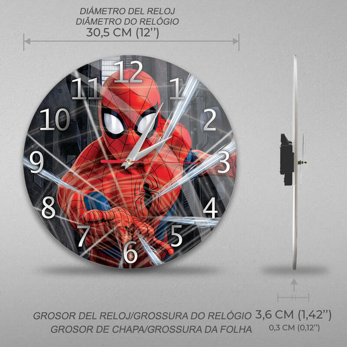 Reloj De Pared Leotec Brillo Spiderman 001 Negro