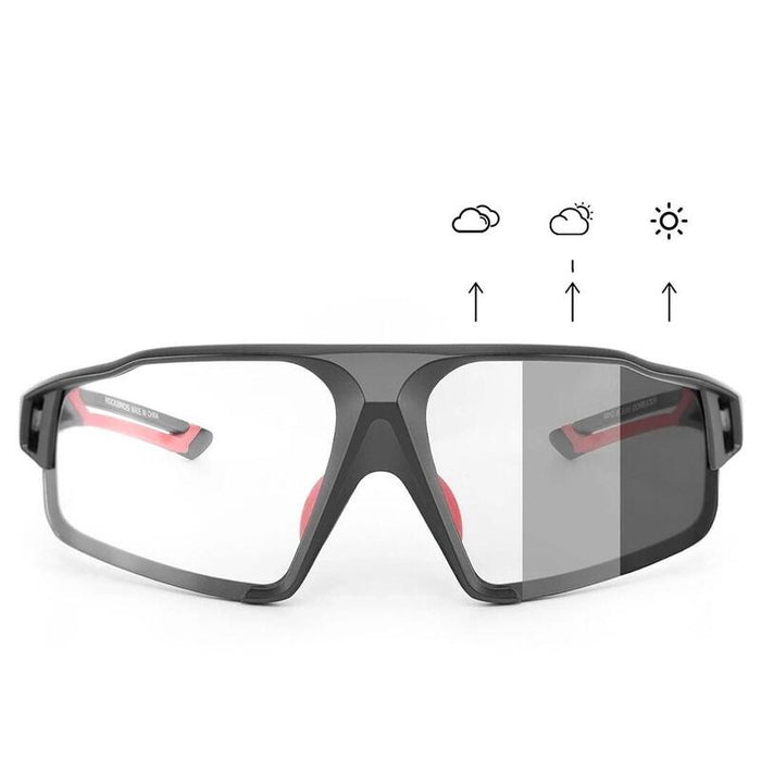 Rockbros Sp216bk Uv400 Photochromic Cycling Glasses, Black And Red