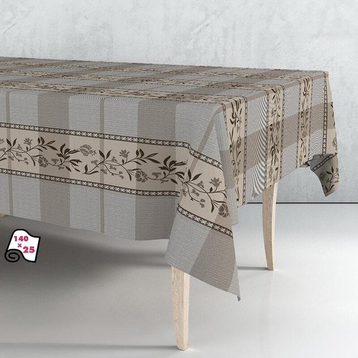 Rollo De Hule Mantel Beige-Marrón 140cm X 25m Exma