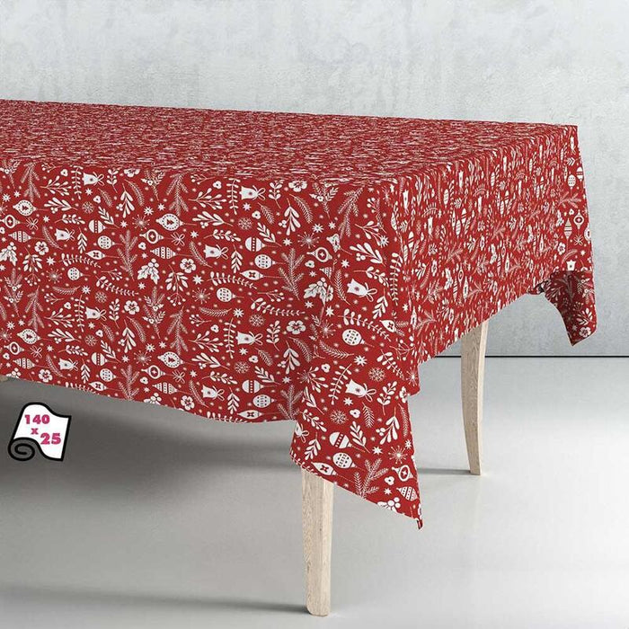 Rollo De Hule Mantel Navidad Rojo Nordic 140cm X 25m Exma