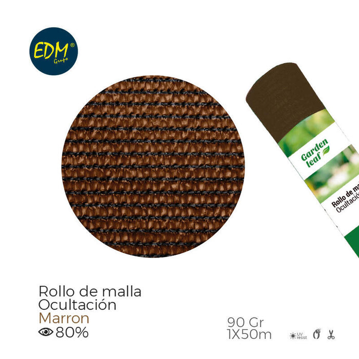 Rollo De Malla De Ocultacion Color Marron 90gr 1x50m Edm