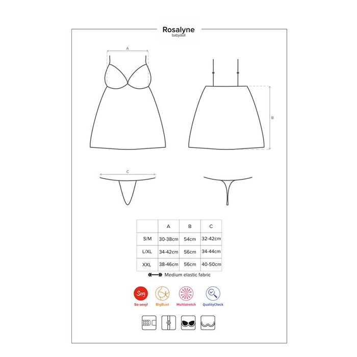 Rosalyne Babydoll Y Tanga Rojo Talla (Interno):S/M