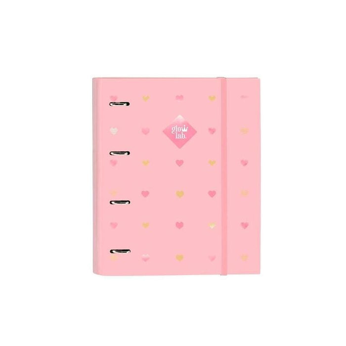 Safta Carpeta De Anillas 4x35mm C/Recambio 100h A4 T/Duras Cierre C/Goma Glowlab "Hearts"