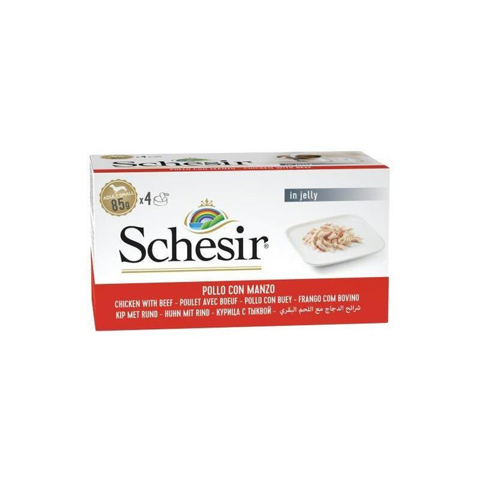 Schesir Chicken With Beef In Jelly - Wet Dog Food - 4 X 85g
