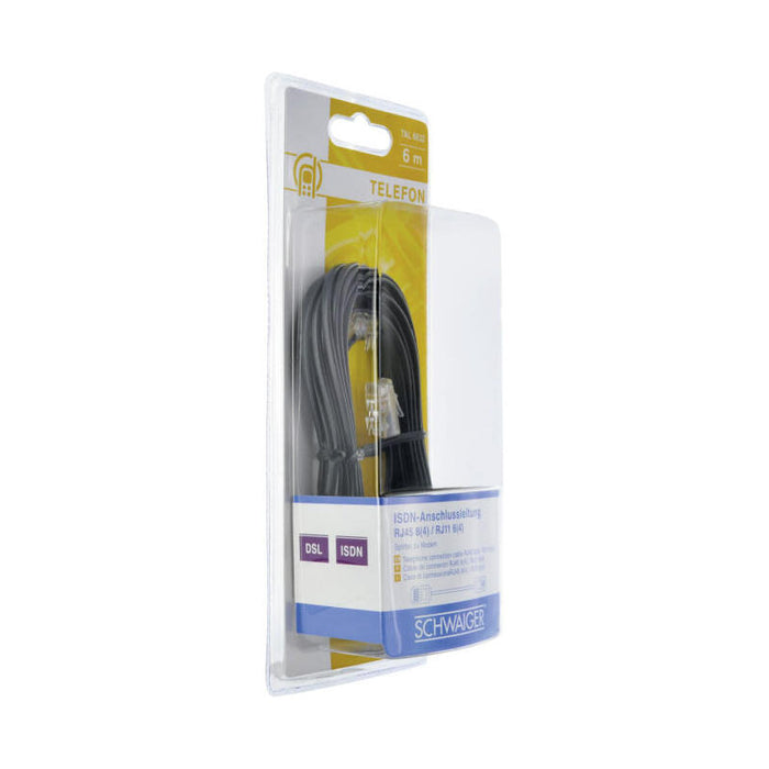 Schwaiger Modem-Kabel Rj11 6p2c -> Rj45 8p2c 6m Schwarz