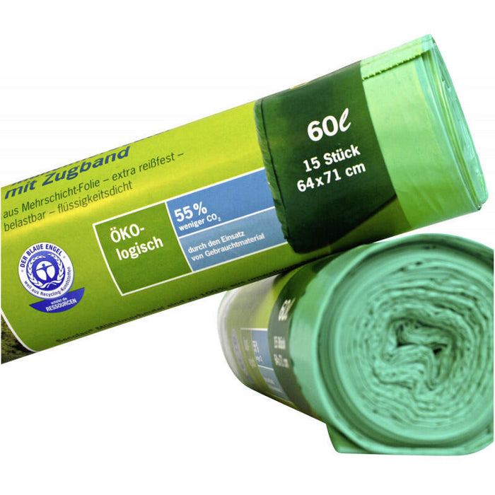 Secolan Bolsa De Basura Con Autocierre 60l Verde Rollo 15u