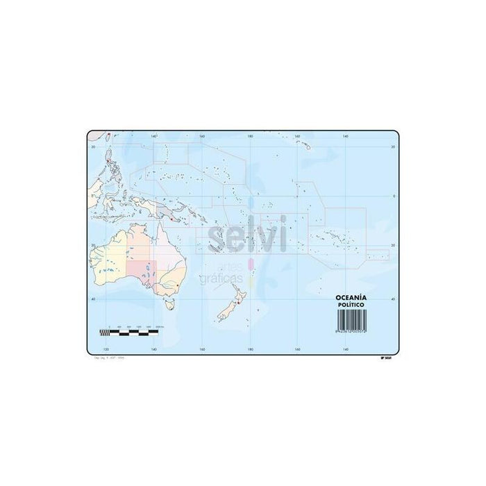 Selvi Mapa Mudo Político De Oceanía A4 -50u-