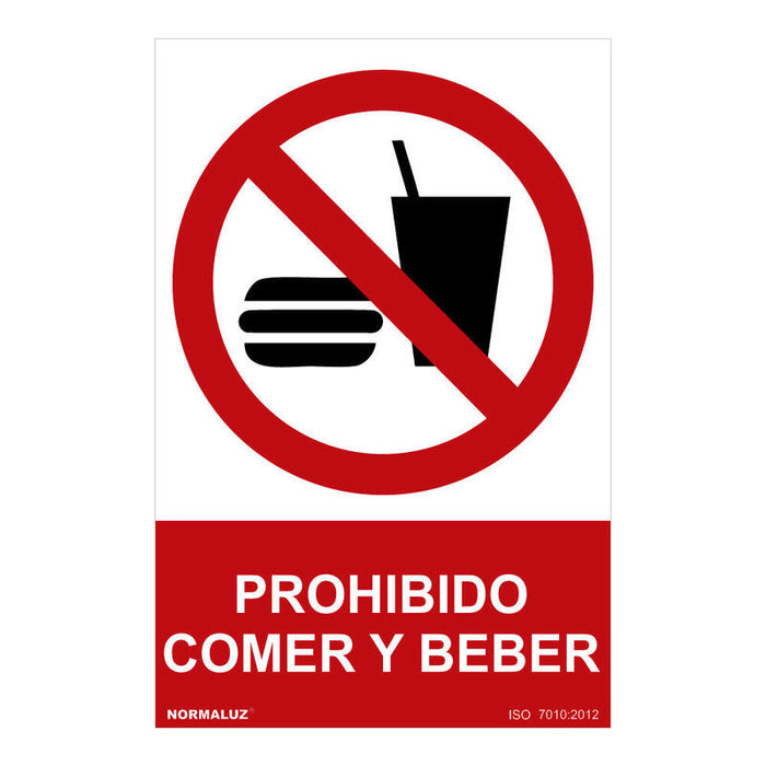 Señal Prohibido "Prohibido Comer Y Beber" (Pvc 0.7mm) 30x40cm