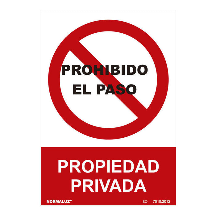 Señal Prohibido "Prohibido El Paso Propiedad Privada" (Pvc 0.7mm) 30x40cm Normaluz