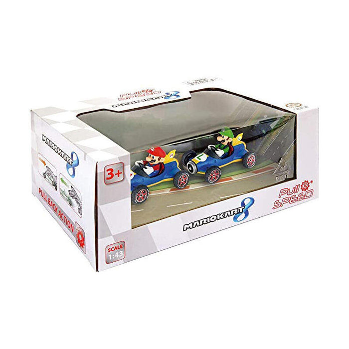 Set 2 Coches Pull Speed Mario + Luigi  Mario Kart 8
