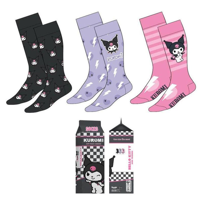 Set 3 Calcetines Kuromi Hello Kitty Adulto