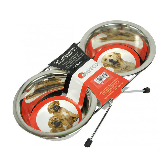 Set Comederos Acero Inoxidable 2x0,35l Nayeco