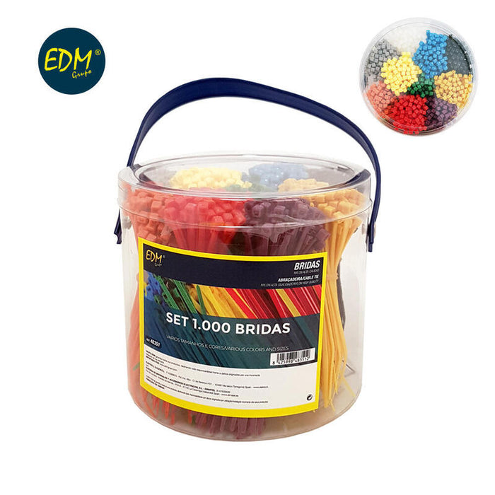 Set De 1000 Bridas Colores Varios Presentacion En Bote Nylon Alta Calidad