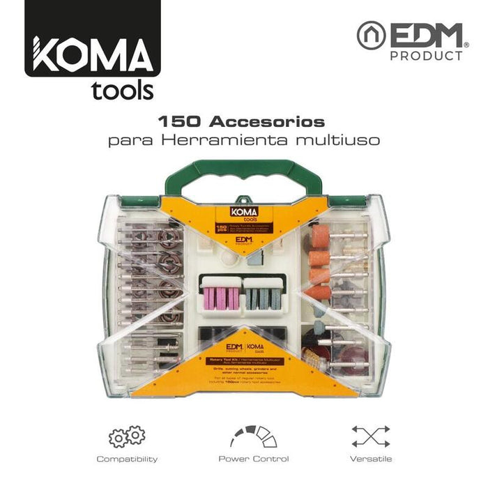Set De 150 Accesorios Para Mini Herramienta Multiusos Rotativa Ref: 08709 Koma Tools