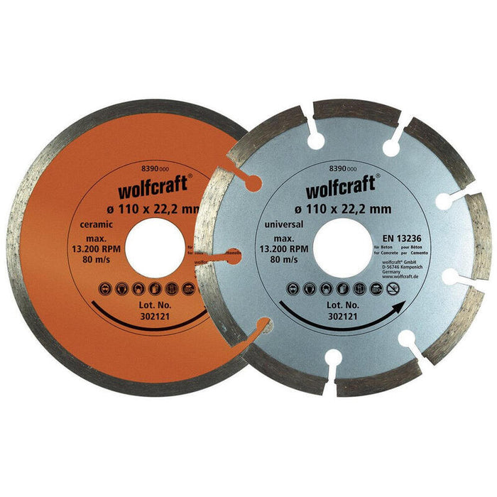 Set De 2 Discos Diamantados De Corte. Ø110mm 8390000 Wolfcraft