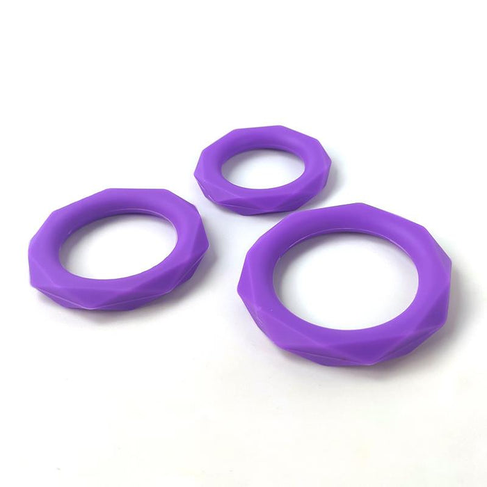 Set De 3 Anillos Para El Pene Silicona Púrpura