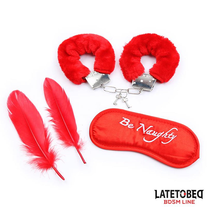 Set De 3 Piezas Antifaz, Plumas Y Esposas