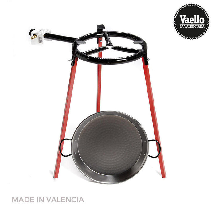 Set Paellera Pulida 38cm Con Trípode Y Quemador Gas 300mm. Vaello