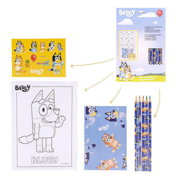 Set Papeleria Coloreable Bluey