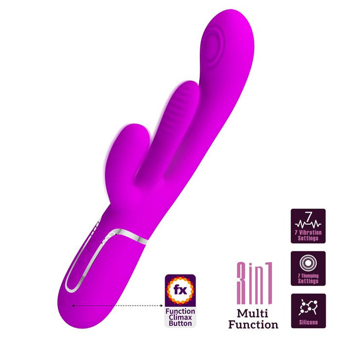 Pretty Love - Shania Triple Vibrador Rabbit Multifunción Rosa