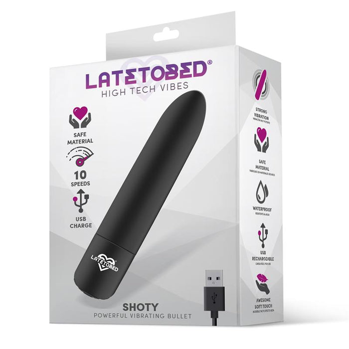 Shoty Bala Vibradora Usb 10 Velocidades Potente Motor Negro