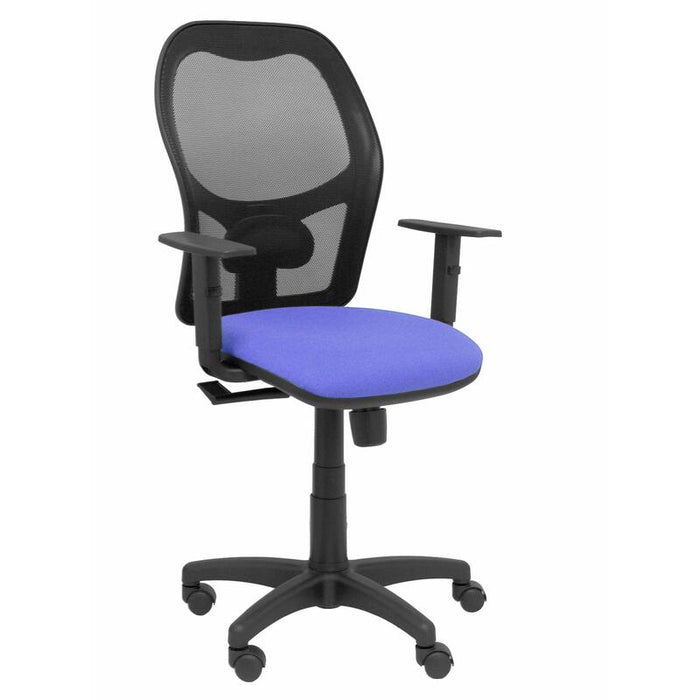 Silla Alocen Malla Negra Asiento Bali Azul Brazos