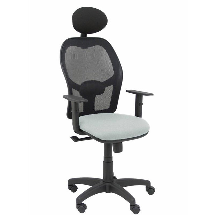 Silla Alocen Malla Negra Asiento Bali Gris Brazos