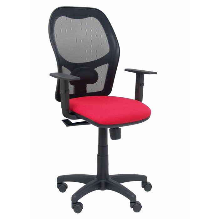 Silla Alocen Malla Negra Asiento Bali Rojo Brazos